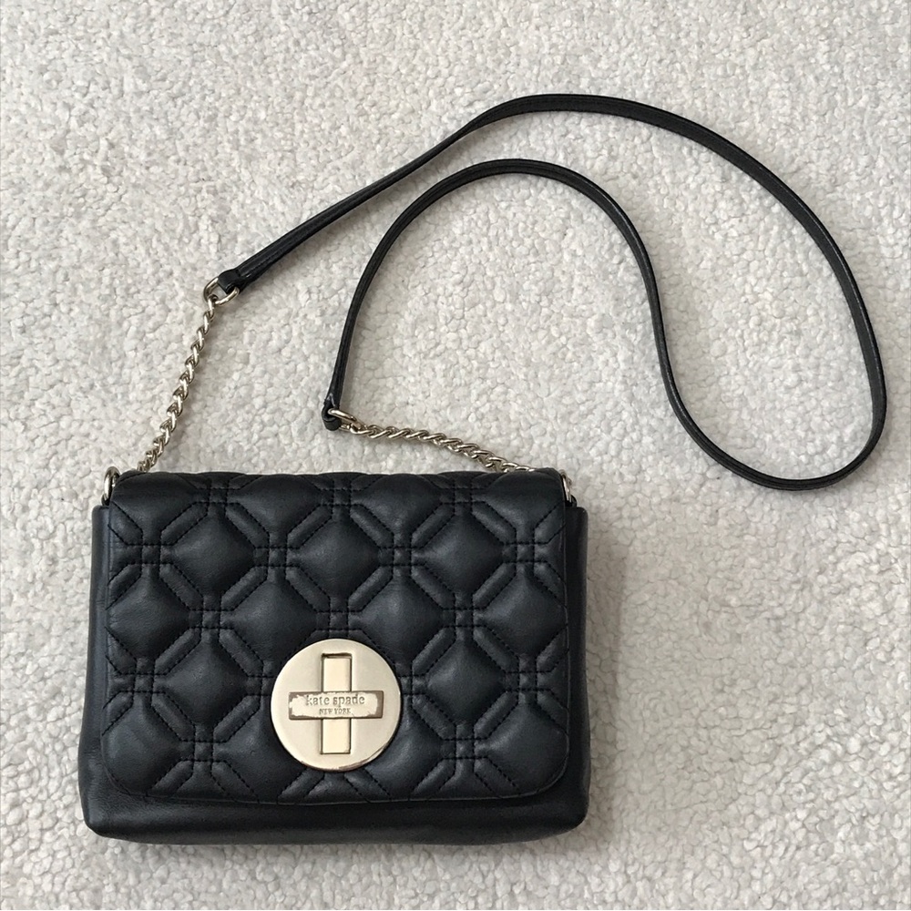 Kate Spade Quilted Leather Crossbody Bag Black